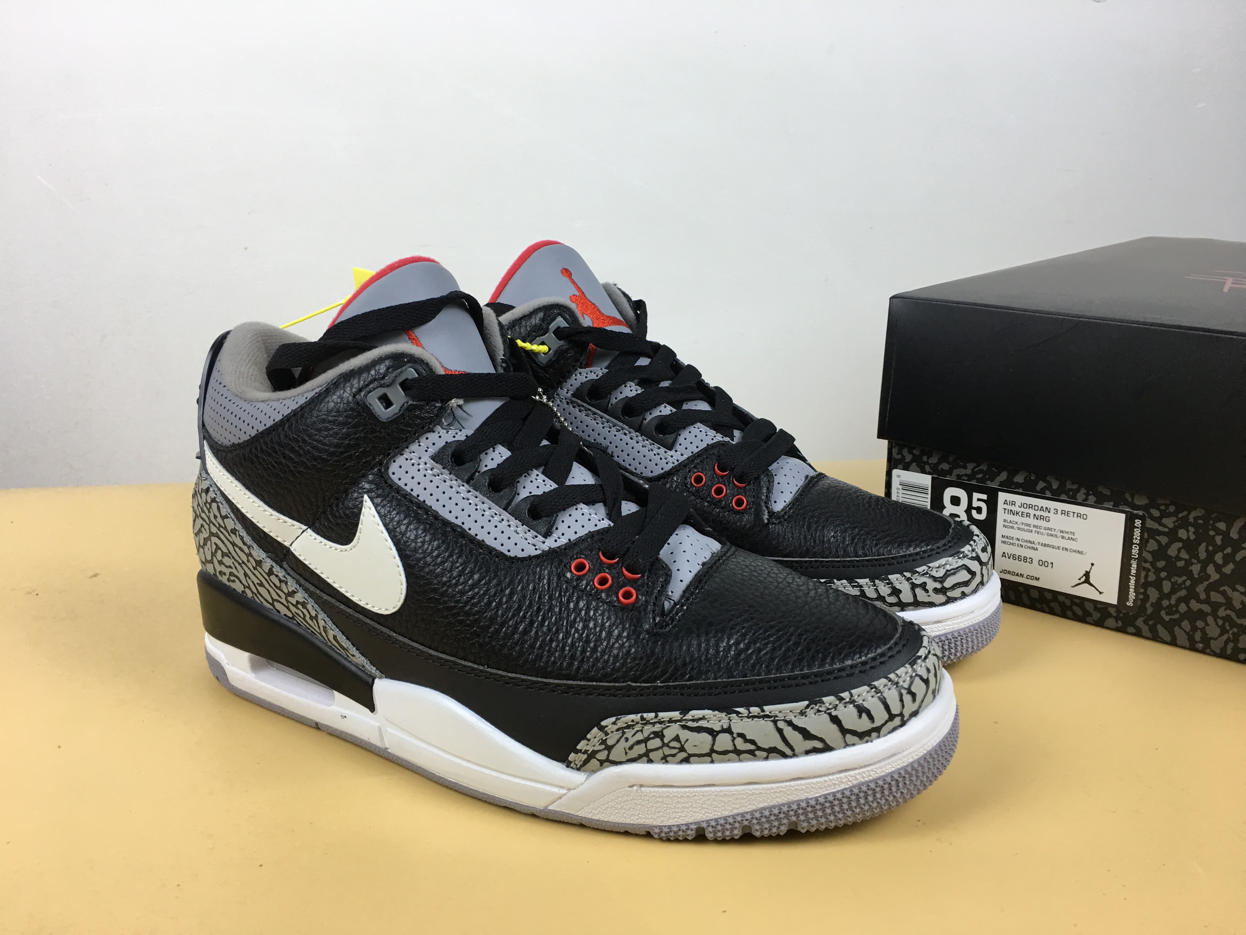 Air Jordan 3 JTH Black Cement Grey White Shoes - Click Image to Close